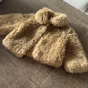 Janie and Jack 5/6 Cozy Tan Faux Fur Jacket